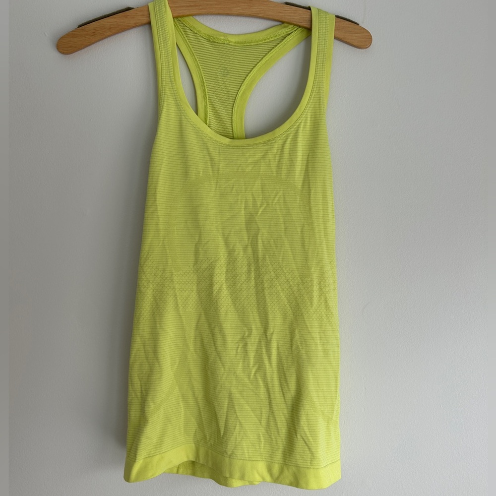bright yellow lululemon swiftly tank normal length